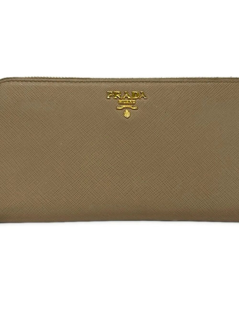 PRADA Beige Leather Long Wallet